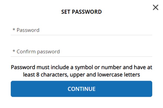 HIPAA Video password set up screenshot. 