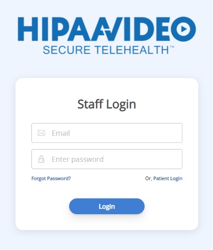 HIPAA Video staff login screenshot